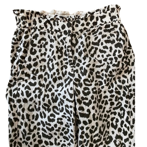 J. Crew Leopard Print Ruffle Waist Cropped Linen Pants - Picture 5 of 9